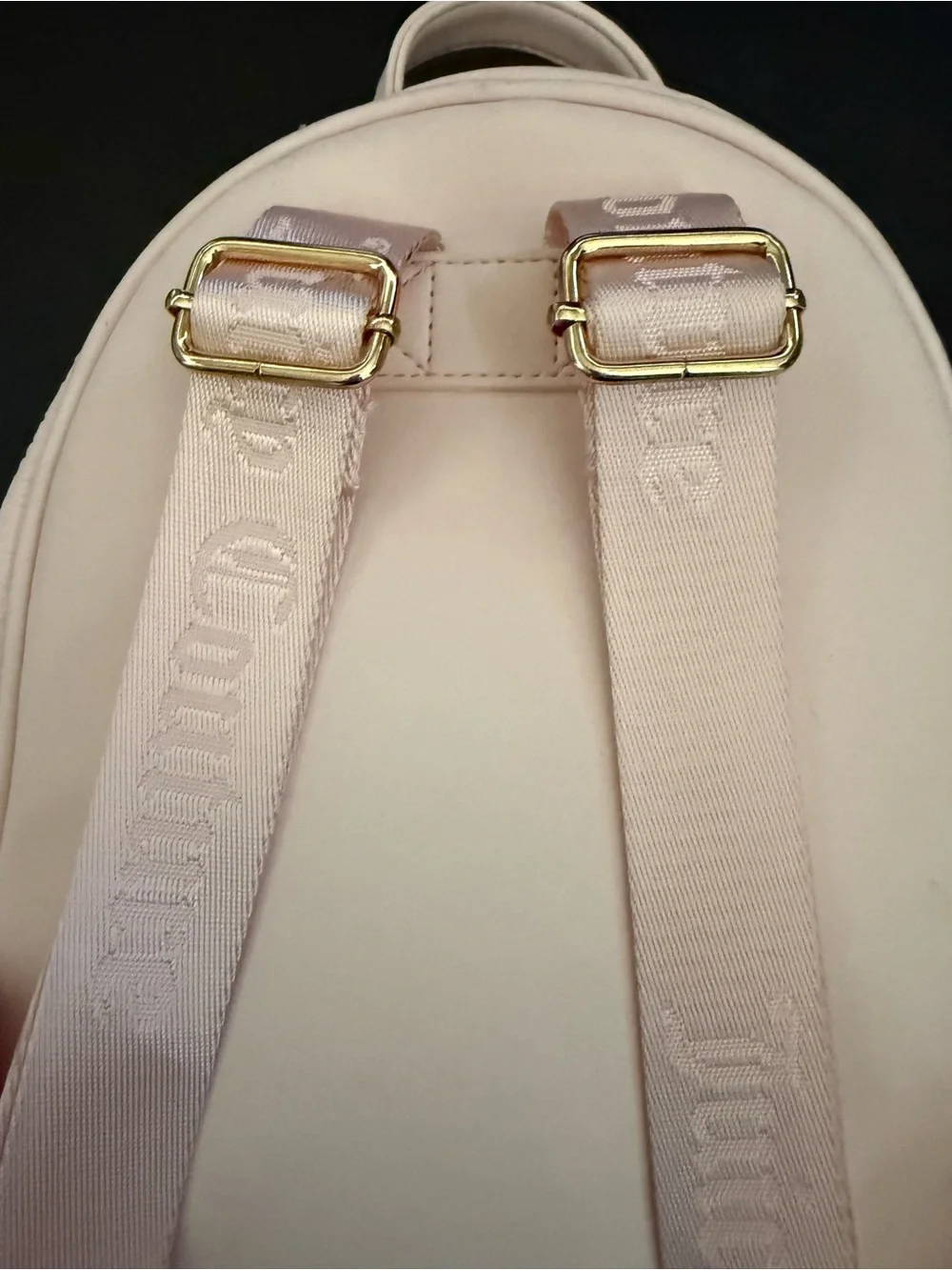 Juicy Couture Blush Pink Mini Backpack with Embossed Logo Rhinestone Heart Charm